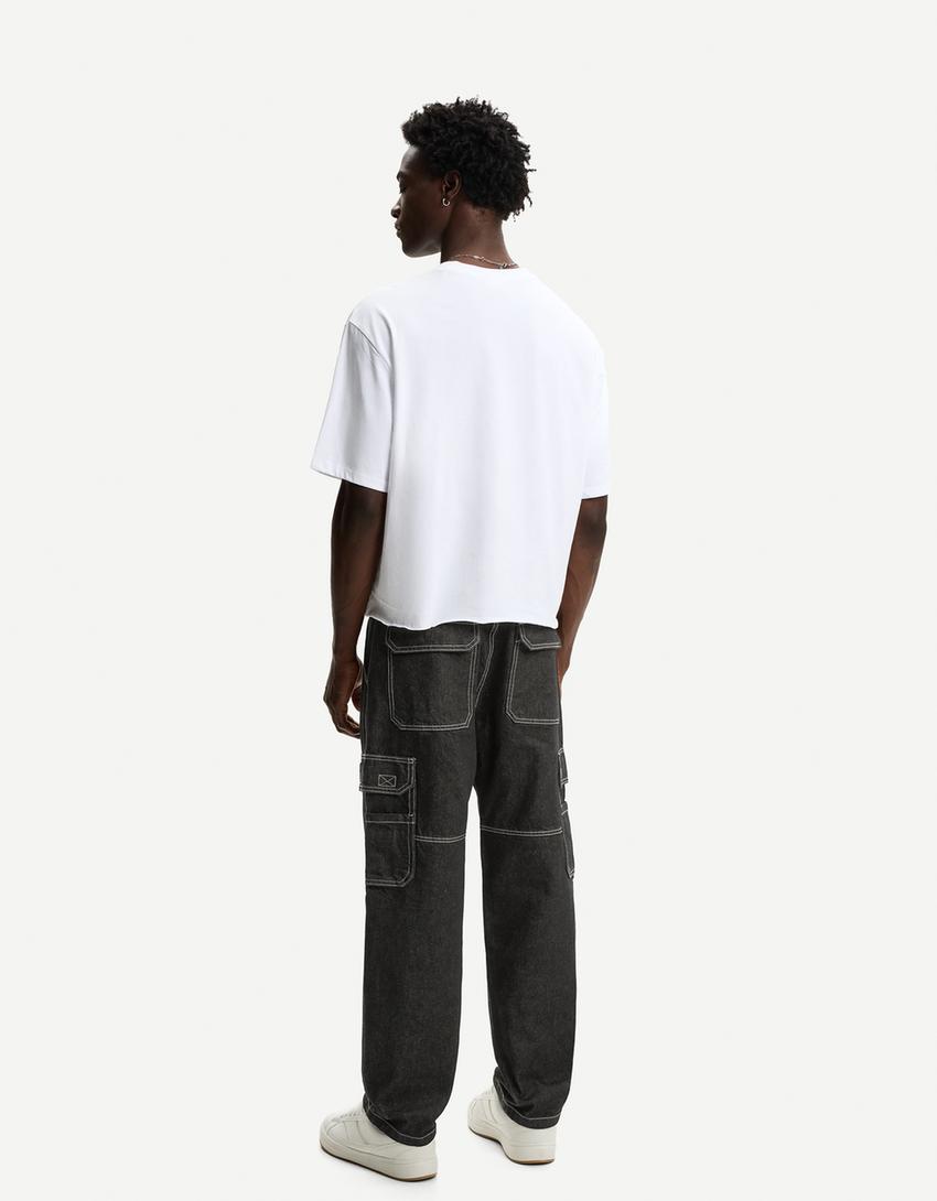 Baggy cargo jeans-Black