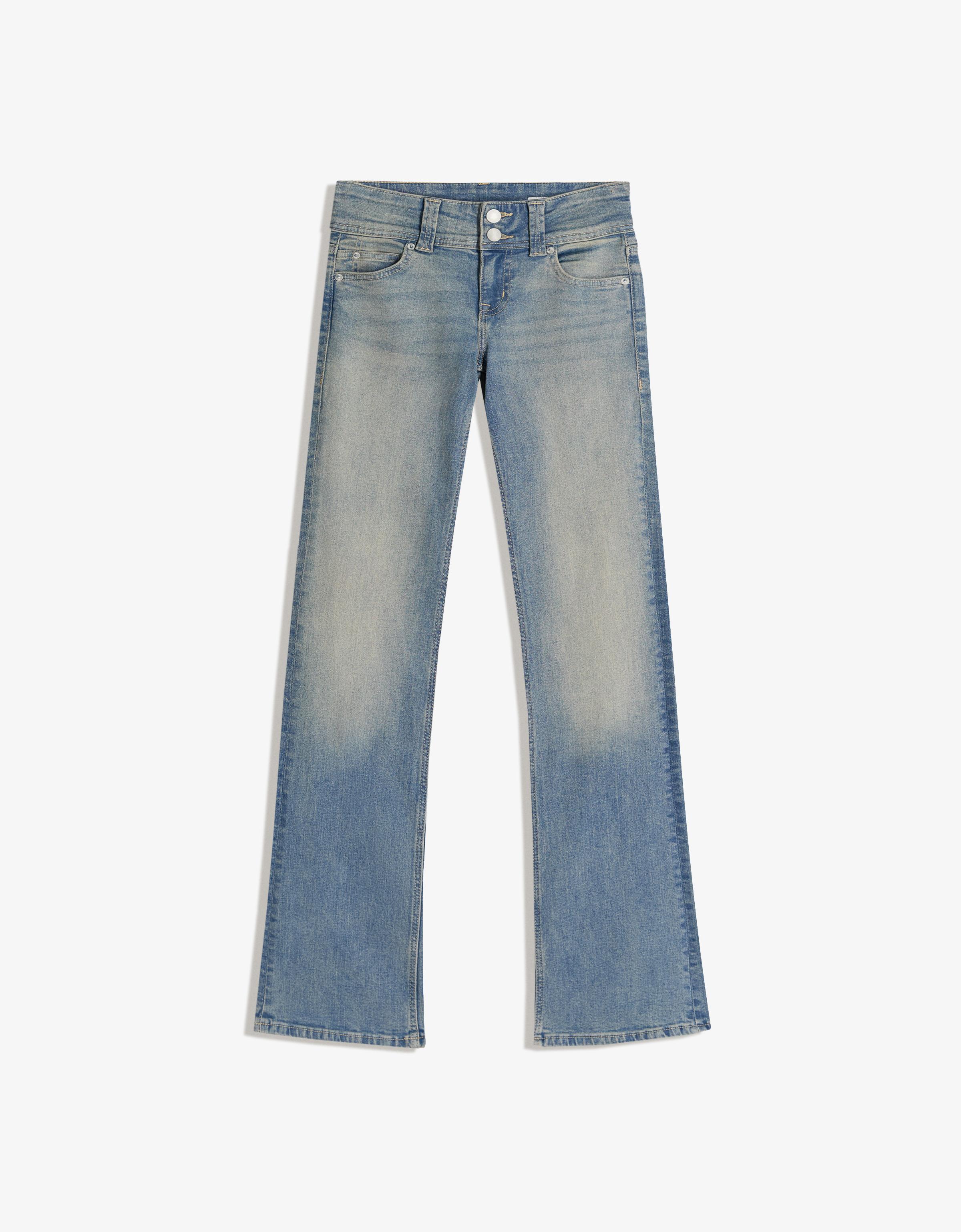 Bershka Jeans Bootcut Tiro Bajo Mujer 32 Azul Lavado