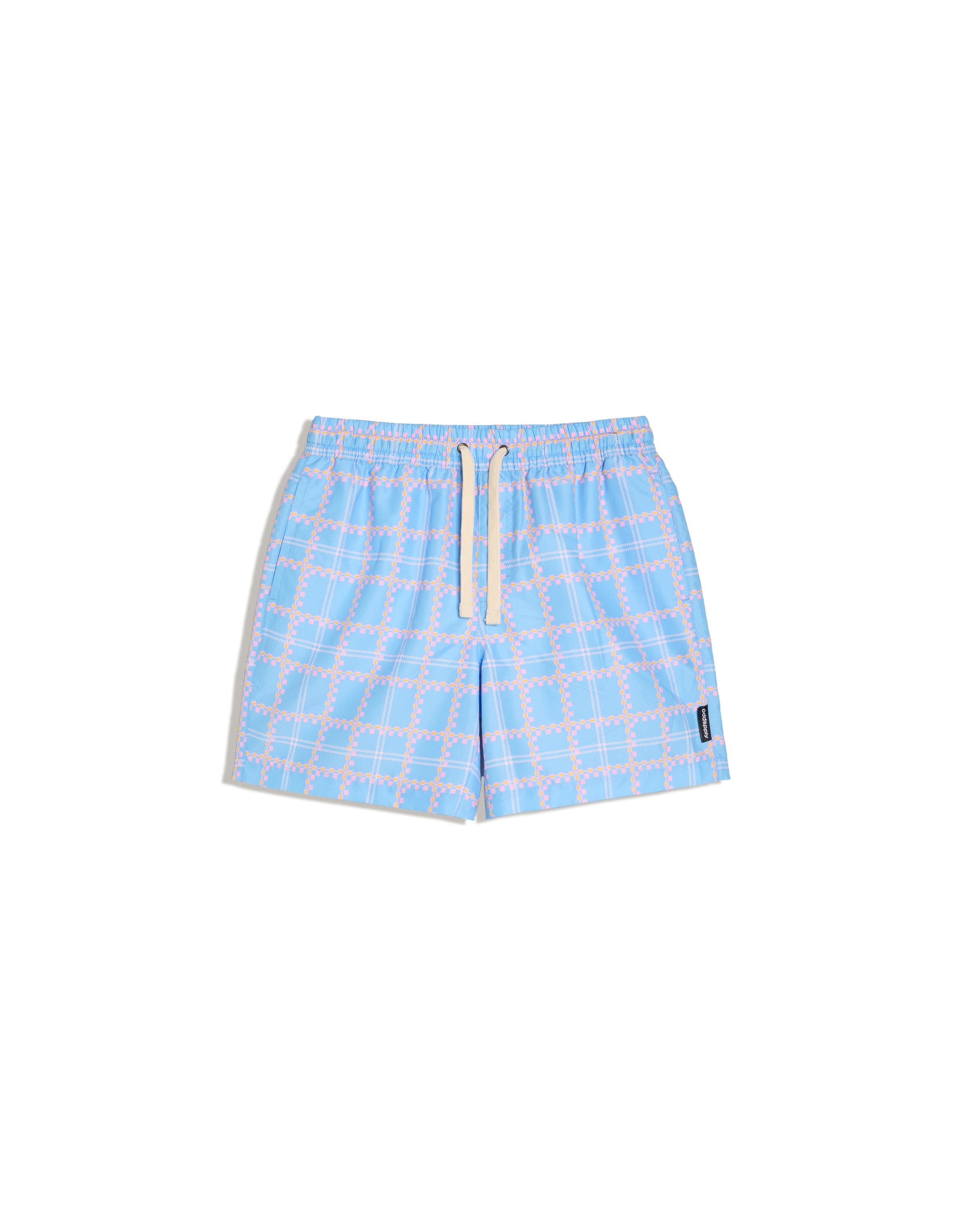 Checked print swimsuit — Light blue
