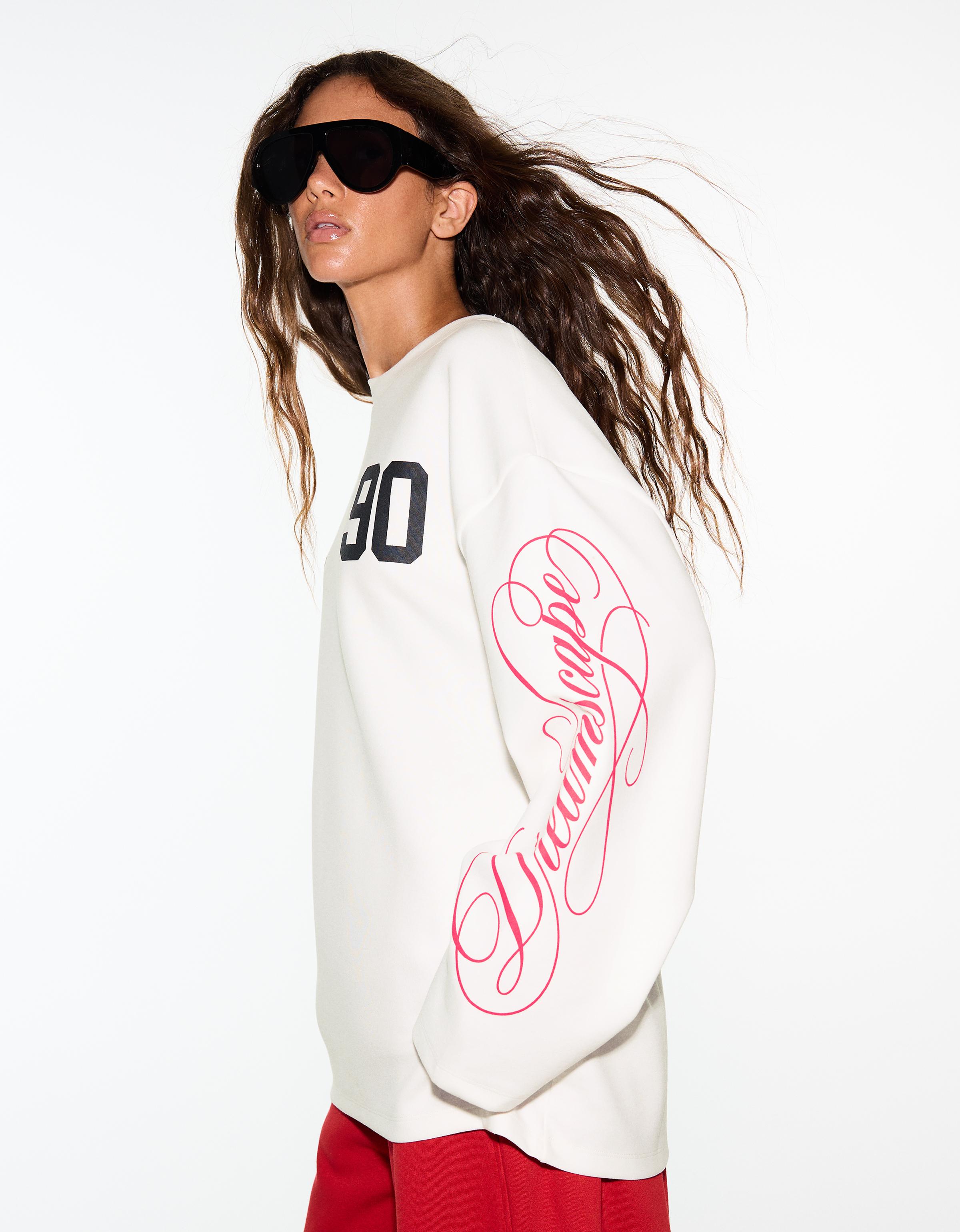 Round neck print sweatshirt — Off white