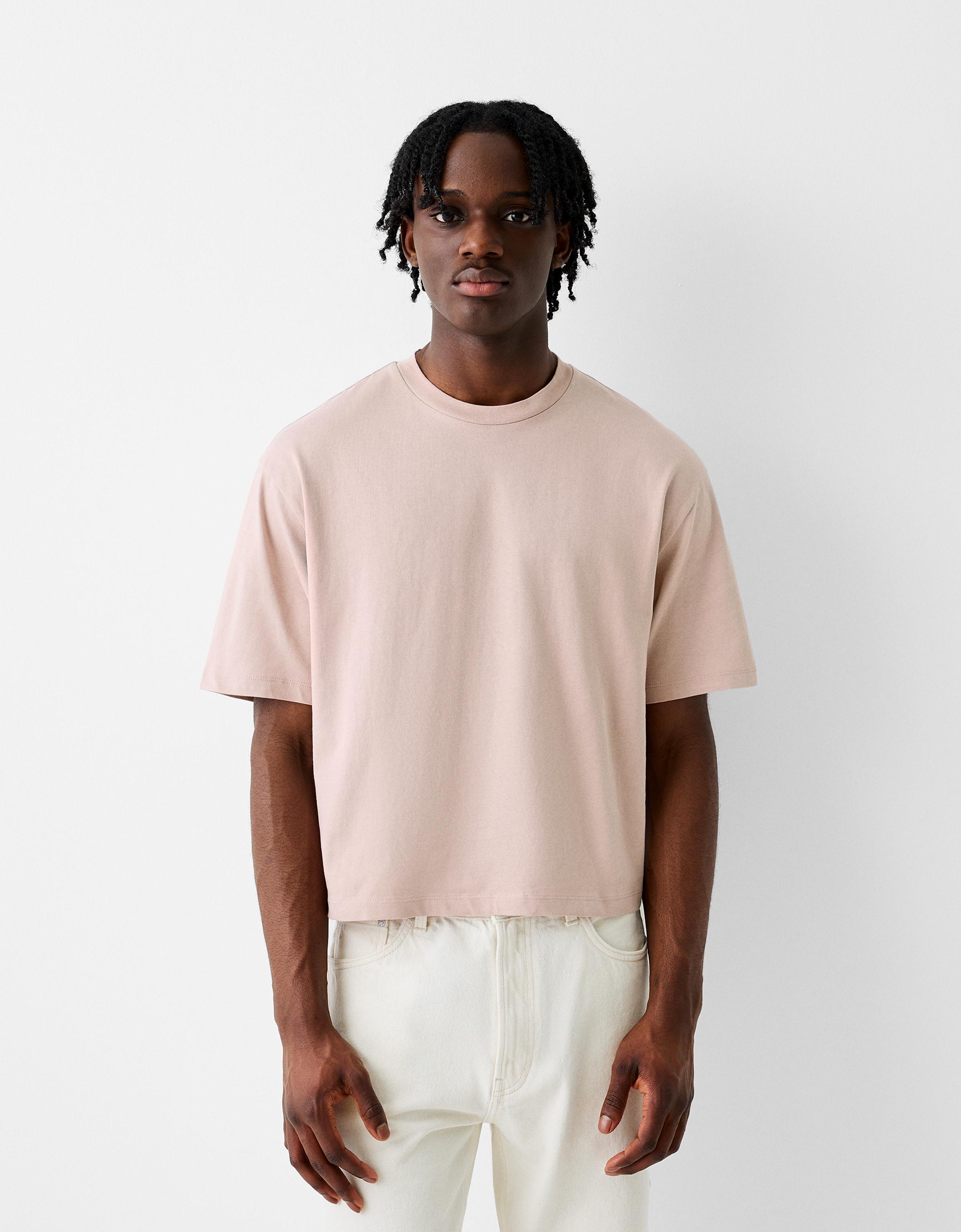 Bershka Cropped-T-Shirt Im Boxy-Fit Herren Xl Rosa