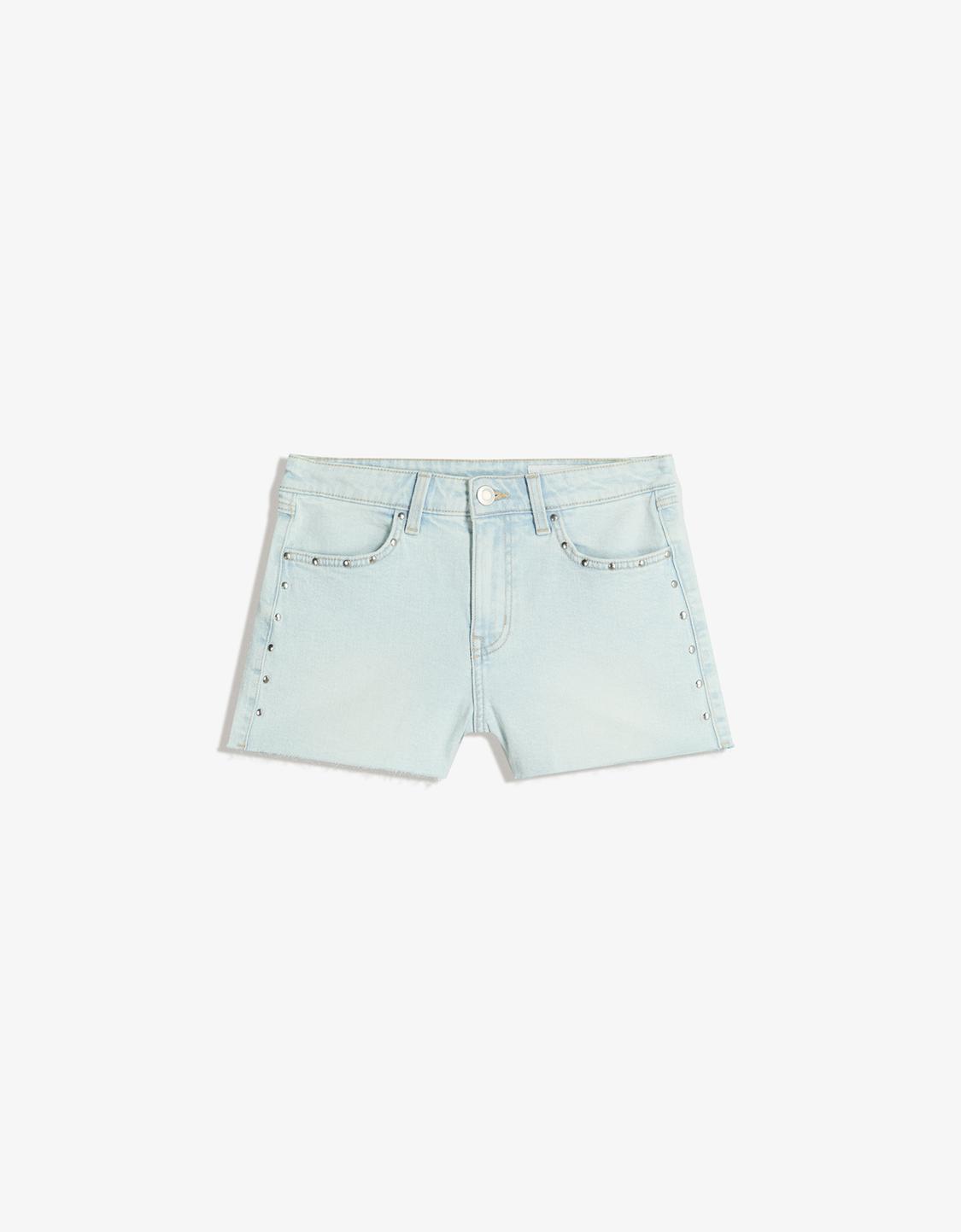 Studded denim shorts