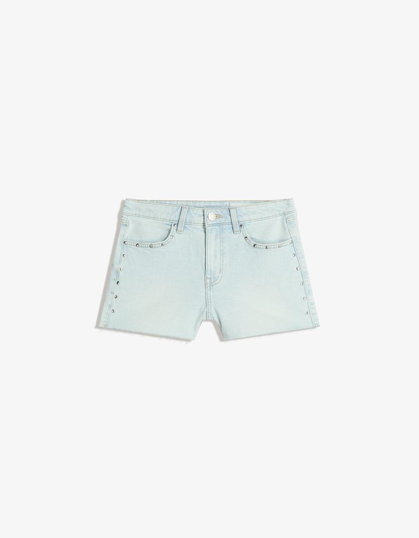 Short denim tachas-Azul claro
