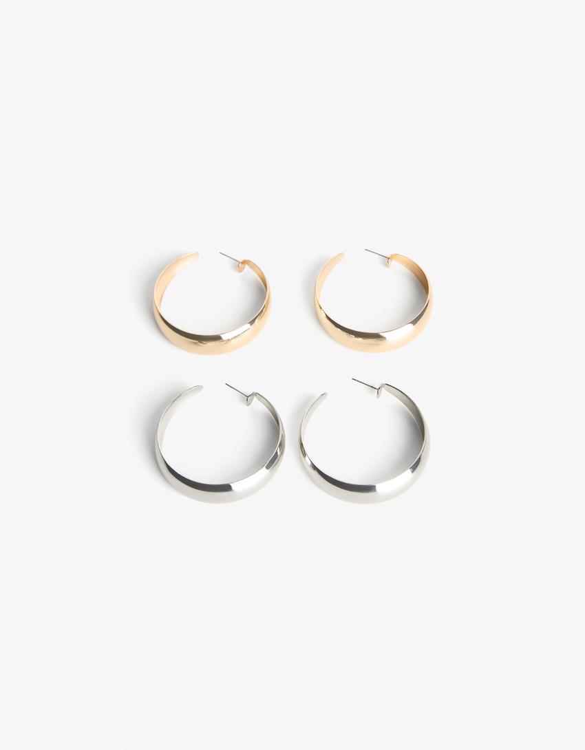 Pack de 2 brincos de argola-Dourado