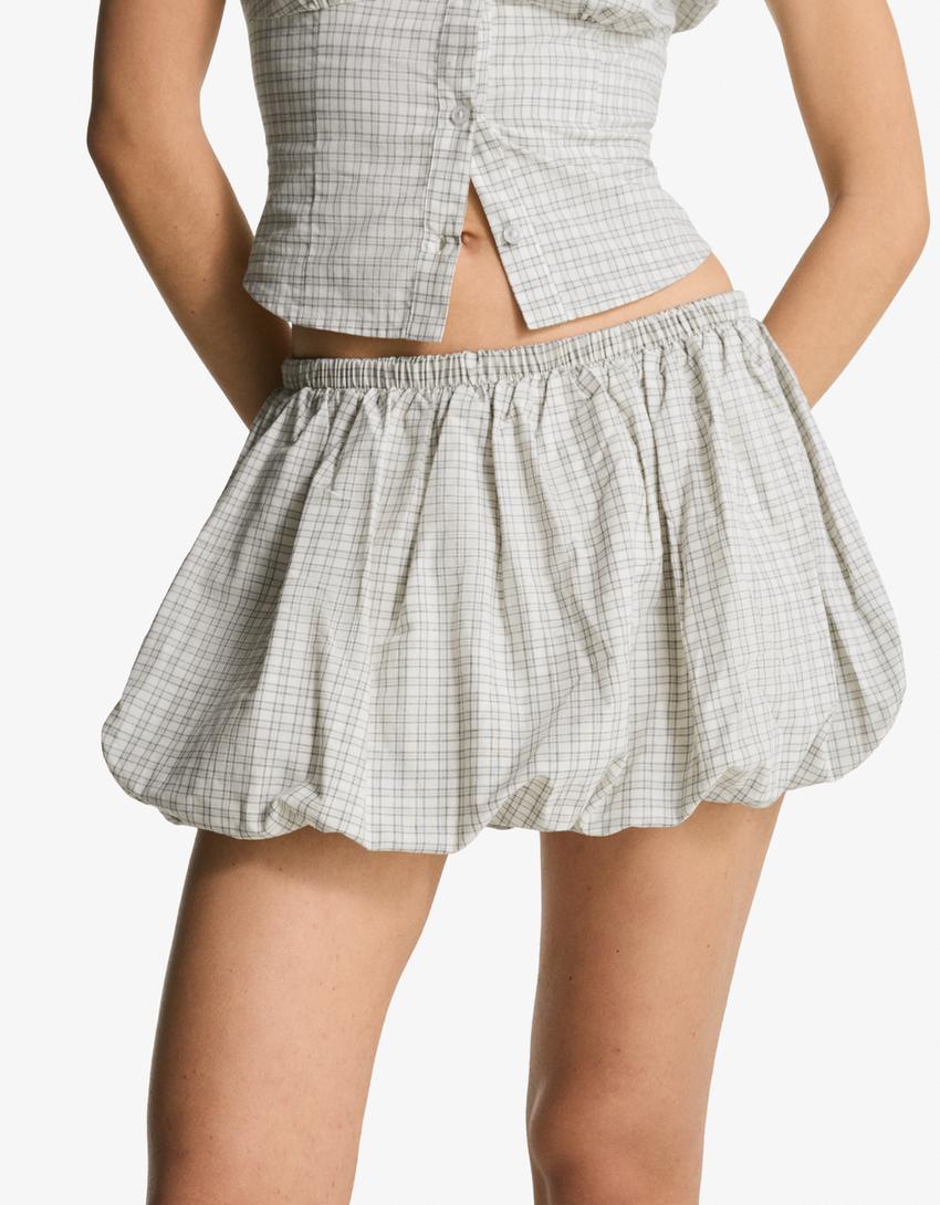 Rok mini dikerut-Krem