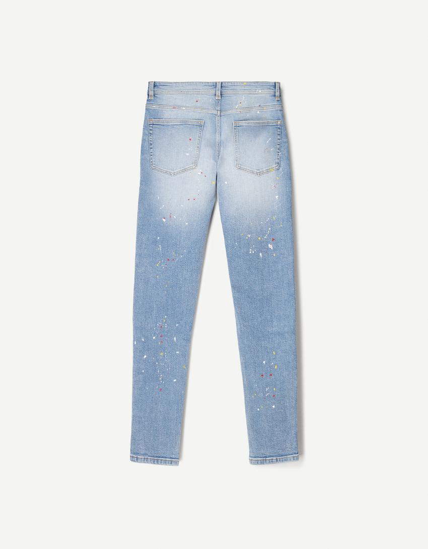 Super Skinny Jeans mit Rissen-Ausgewaschenes Blau-4