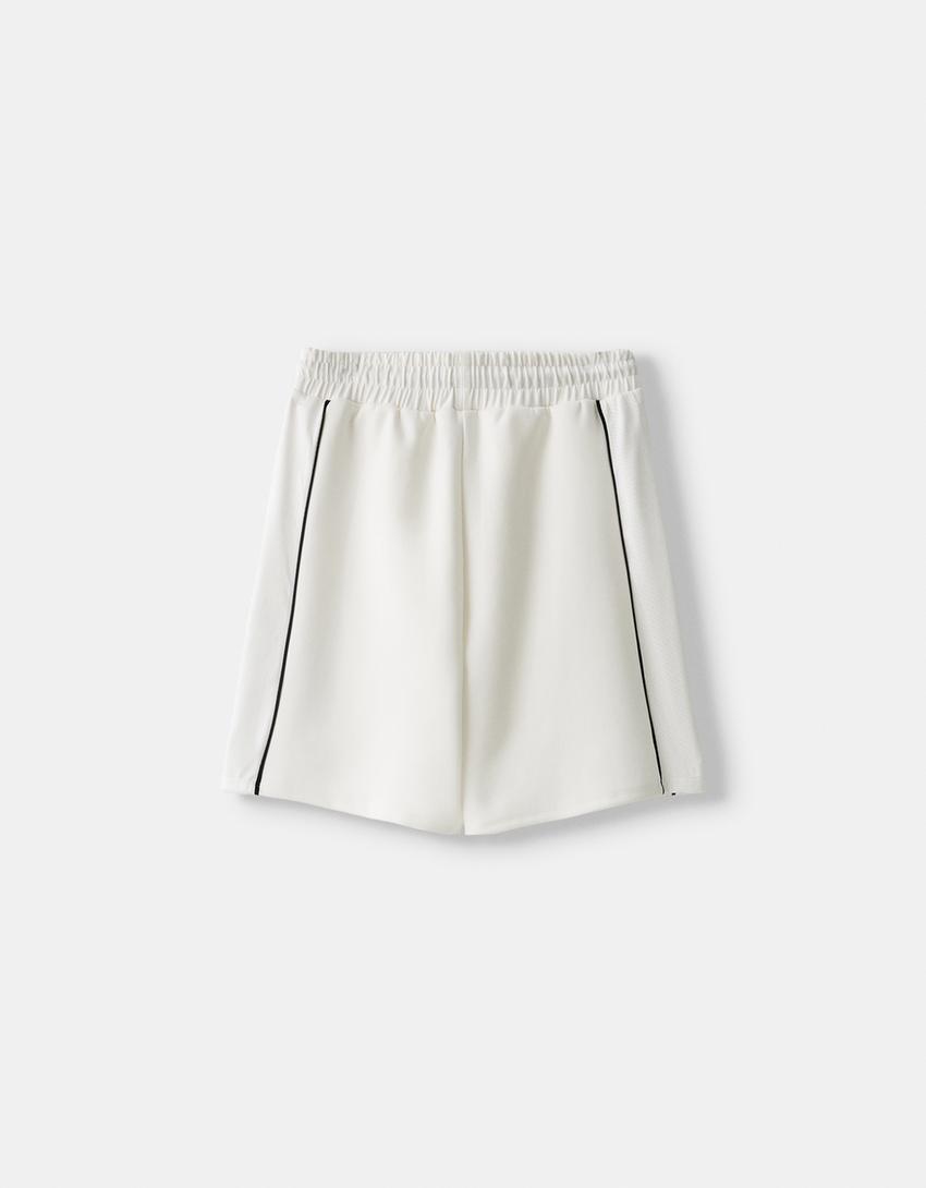 Bermuda loose fit molleton imprimé-Blanc-1