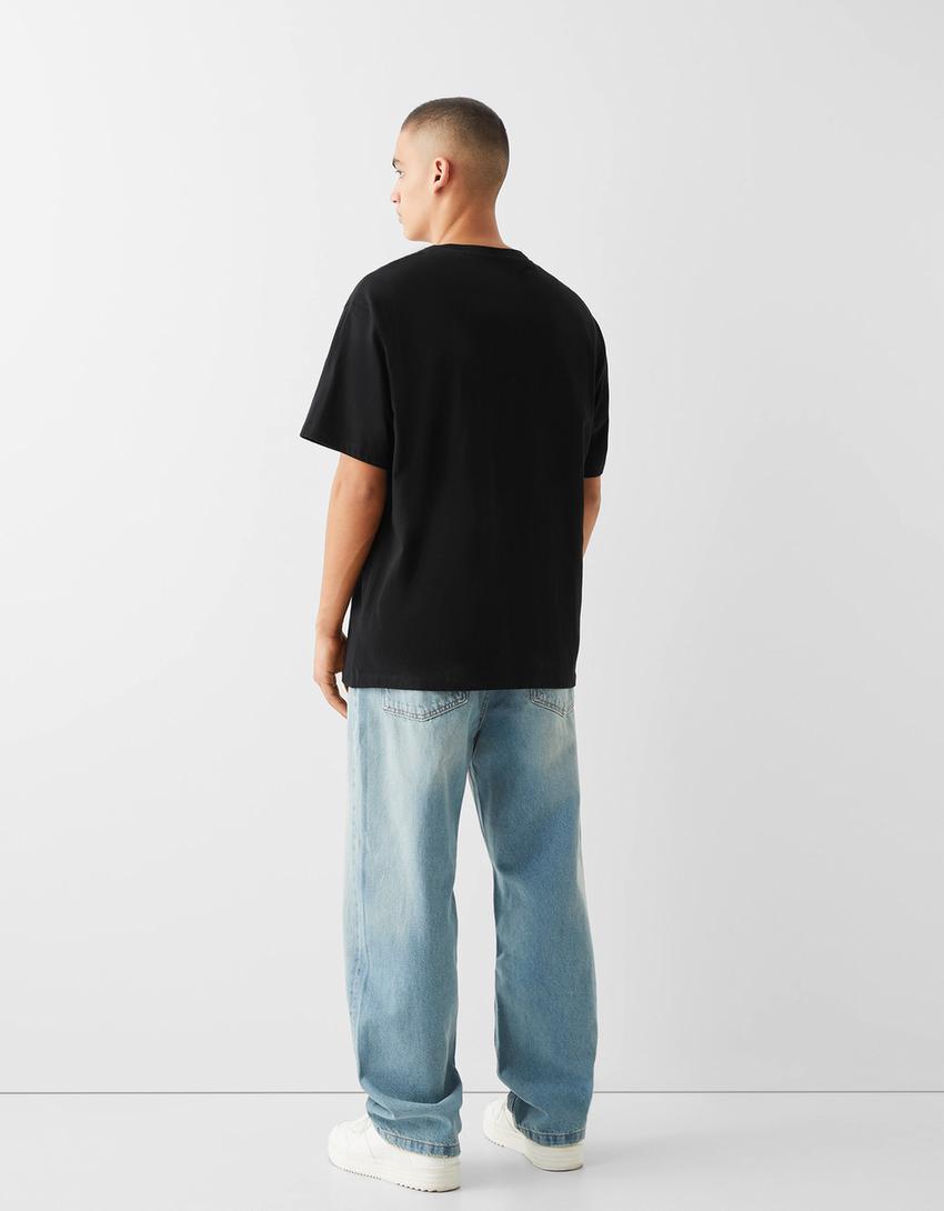 T-shirt manches courtes imprimé-Noir-2