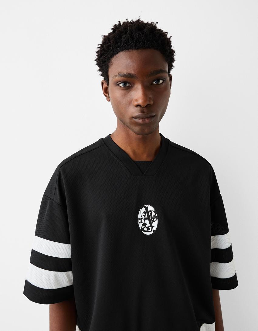 T-shirt manches courtes boxy fit sport mesh-Noir-2