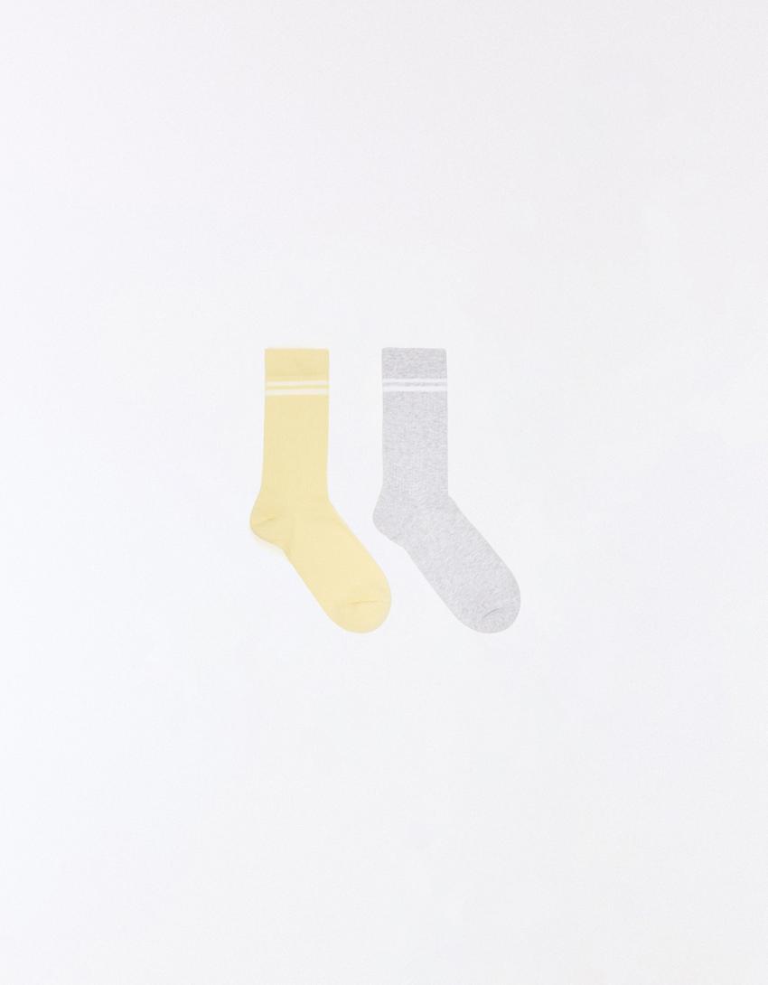 Pack of 2 pairs of sporty socks-Yellow