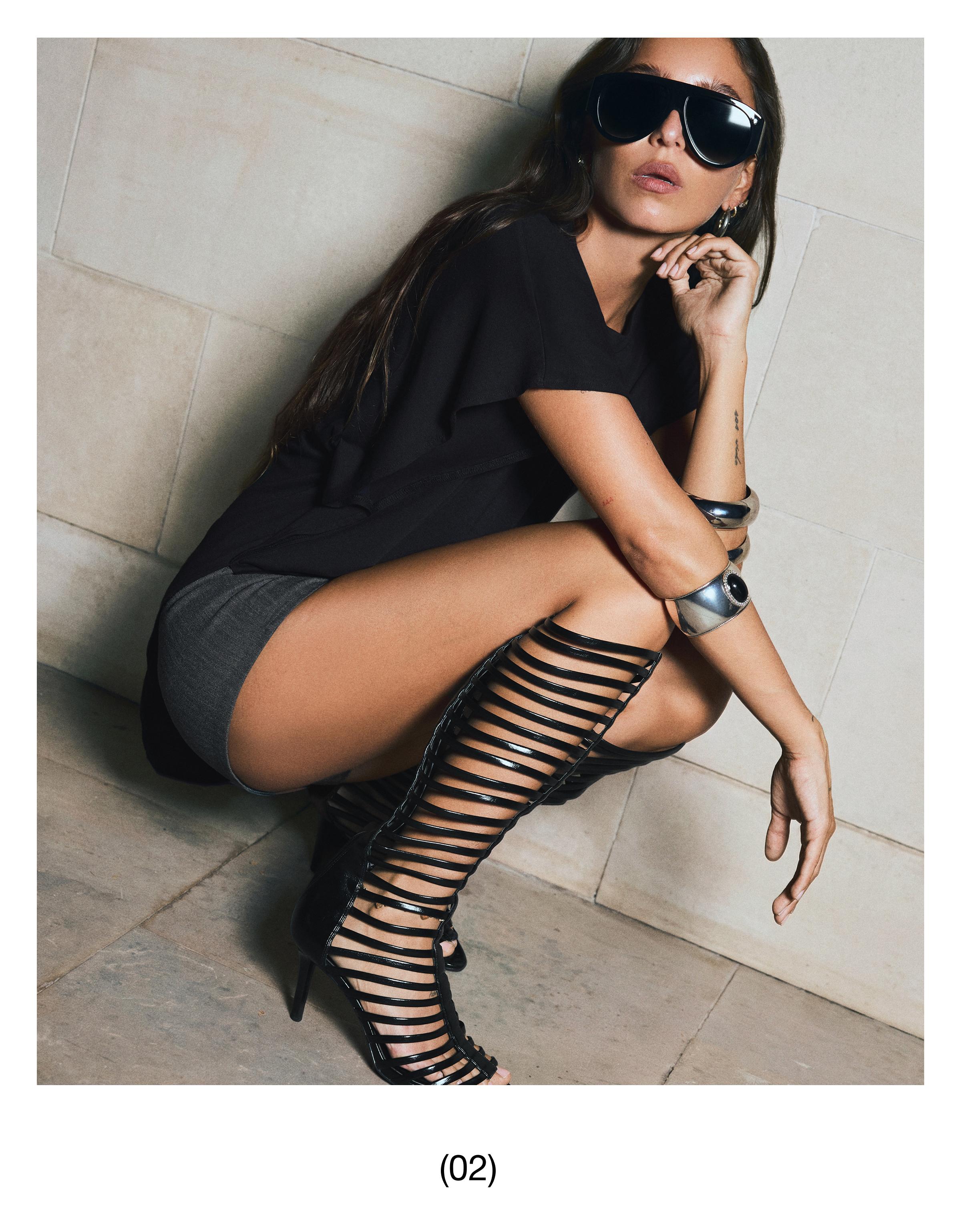 MULTI-STRAP HEELED BOOT SANDALS — BLACK