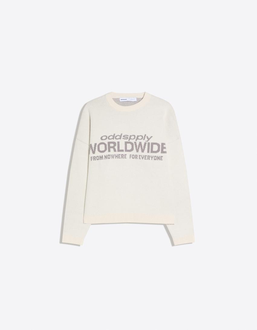 Jacquard print jumper-Off white