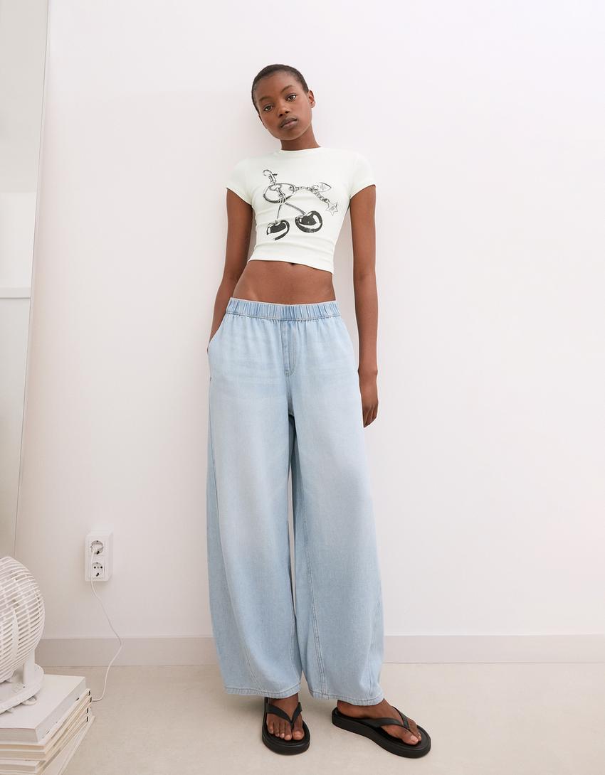 T-shirt manches courtes imprimé-Blanc cassé