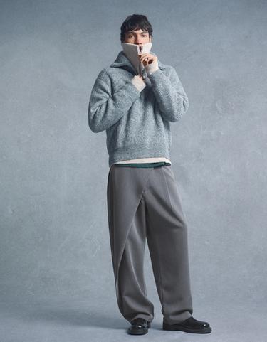 Tailored fit trousers with crossover waist