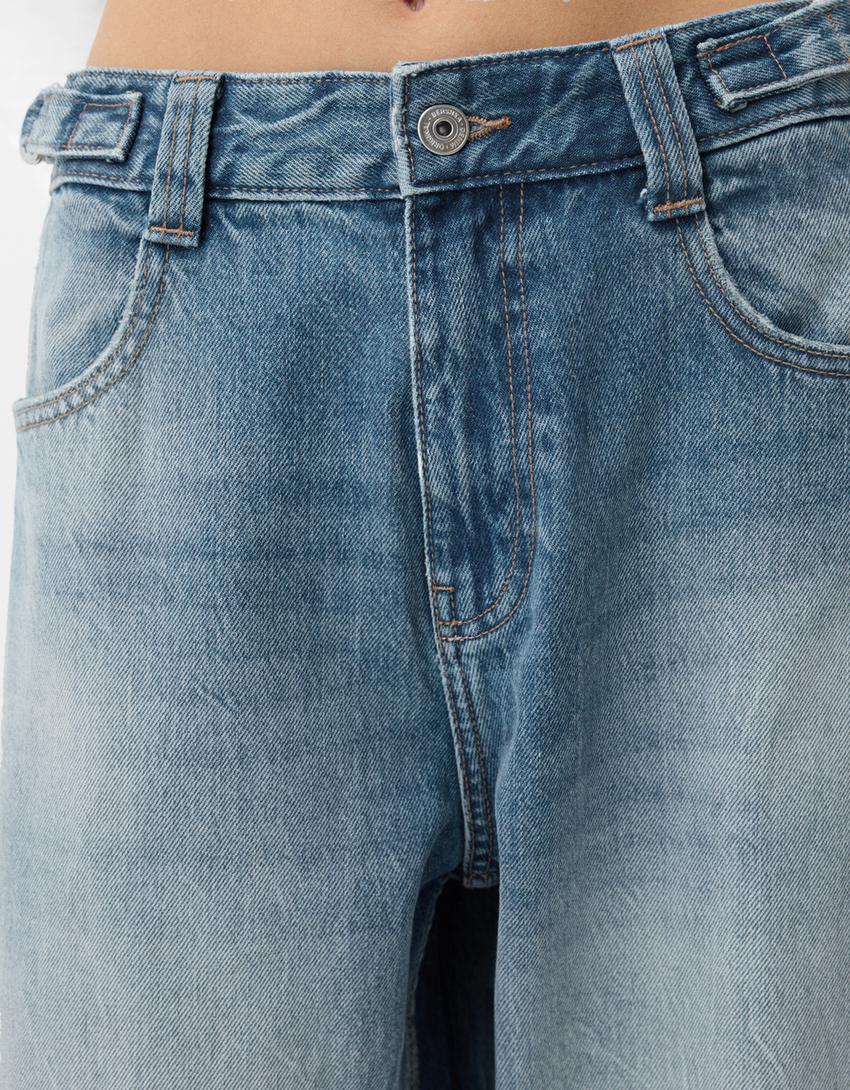 Verstelbare balloon fit carpenter jeans-Gewassen blauw-4