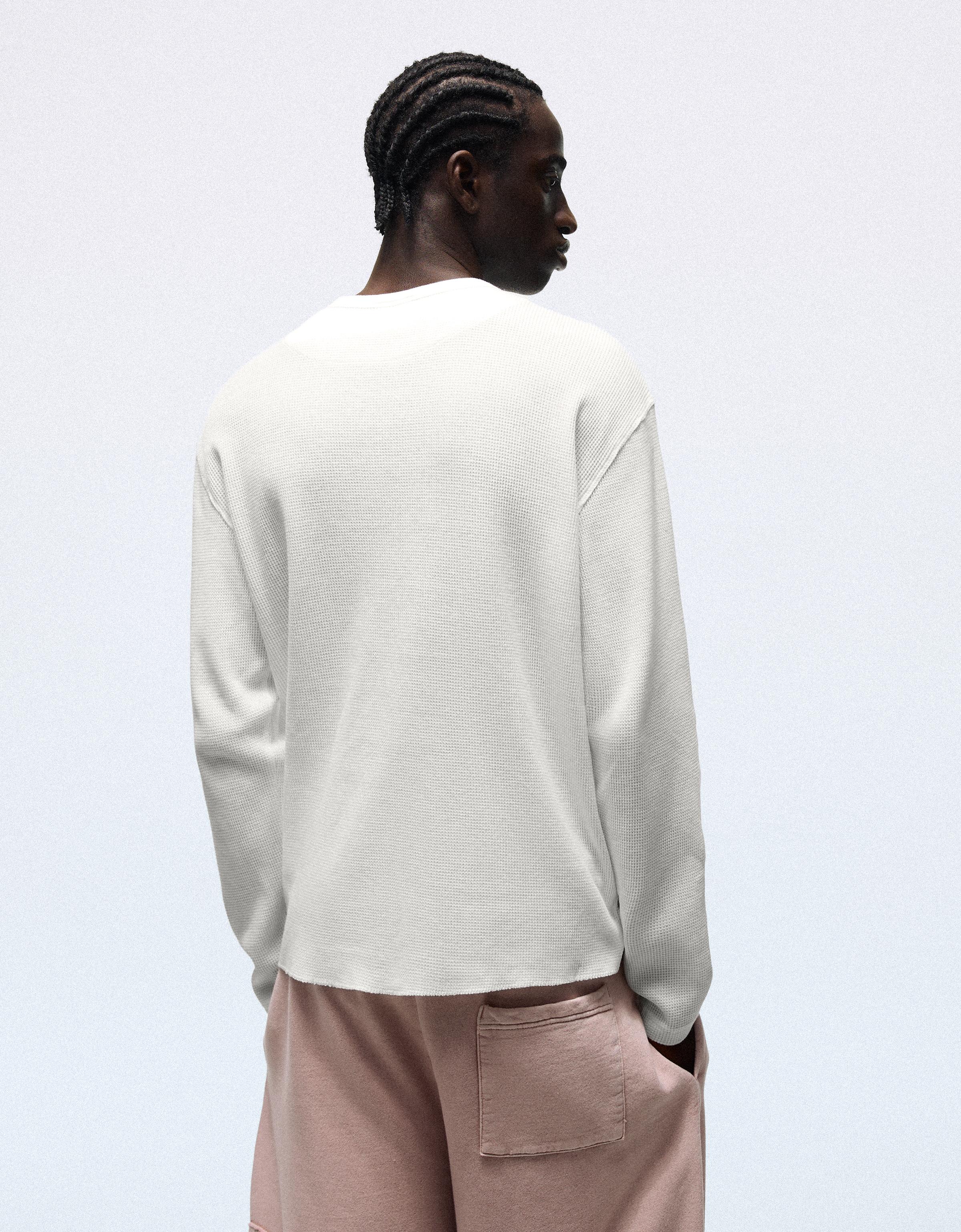 Slim fit long sleeve henley T-shirt — White