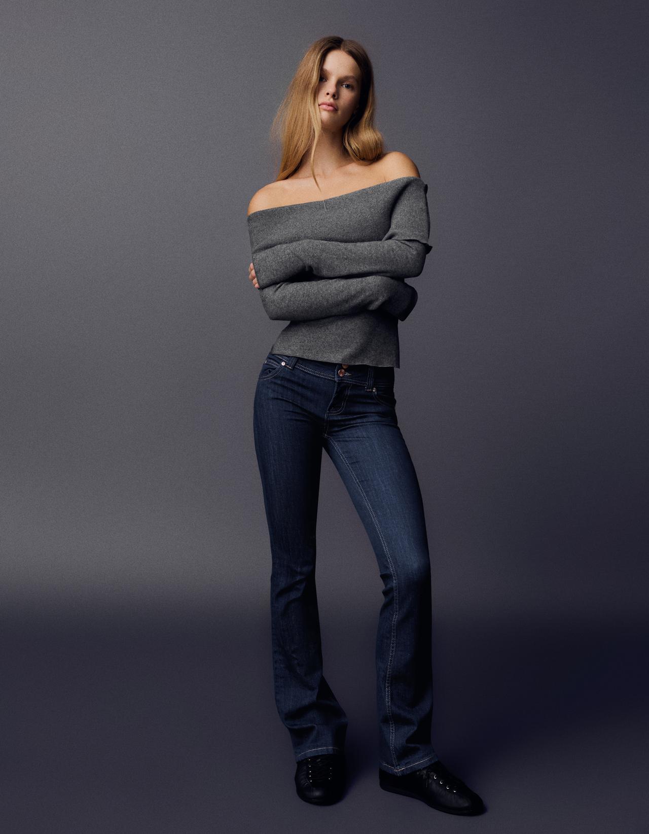 Boot-cut jeans with tabs — Navy