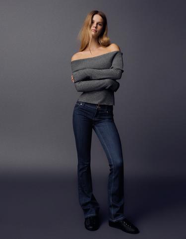 Boot-cut jeans with tabs — Navy 2