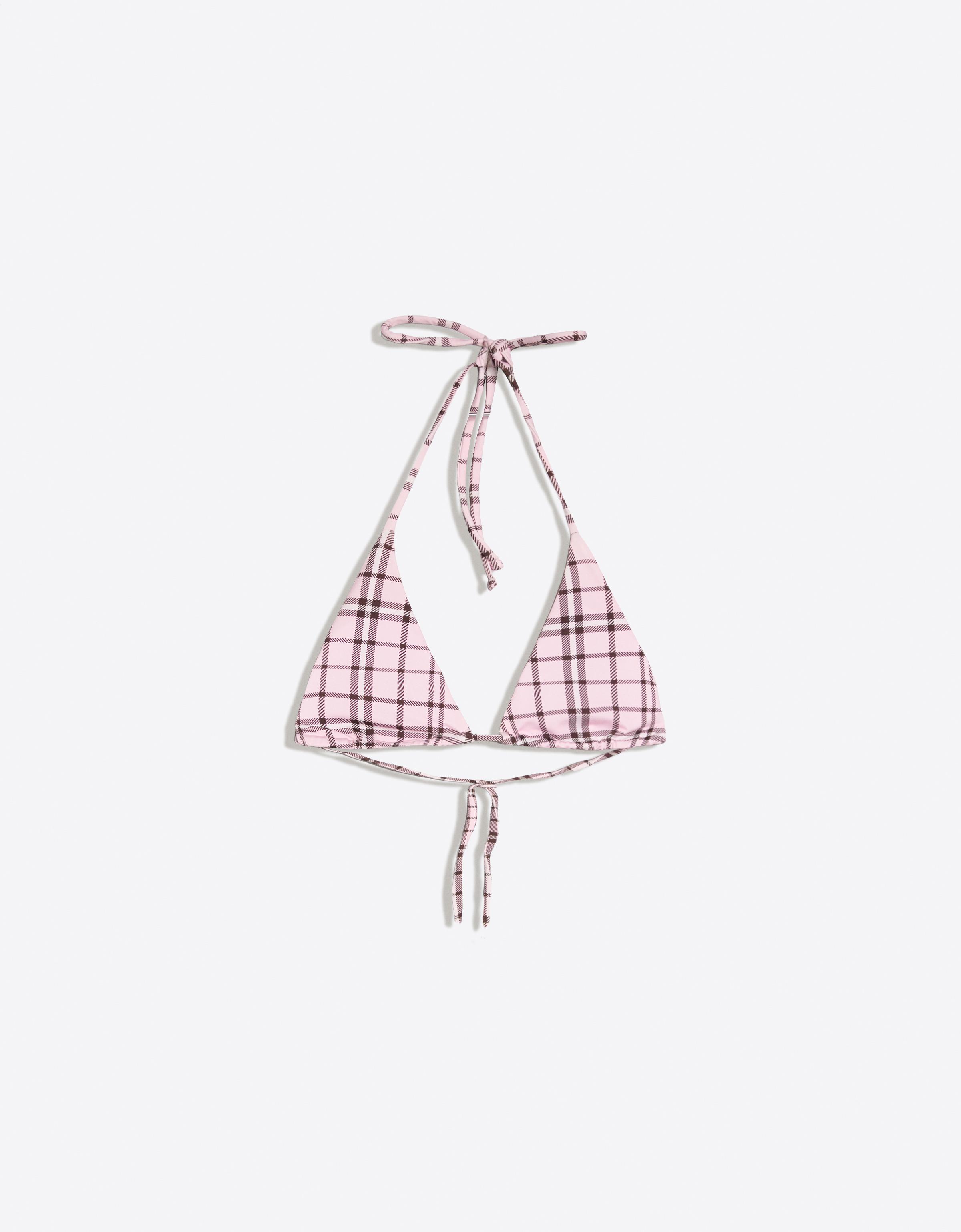 Checked triangle bikini top — Pink
