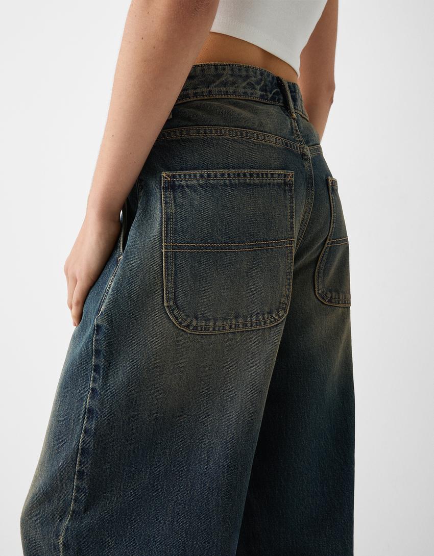 Jean skater fit effet délavé-Vert-3