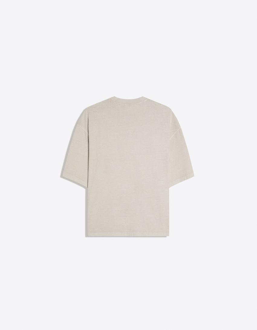 Tričko boxy fit s potiskem-Kamenná