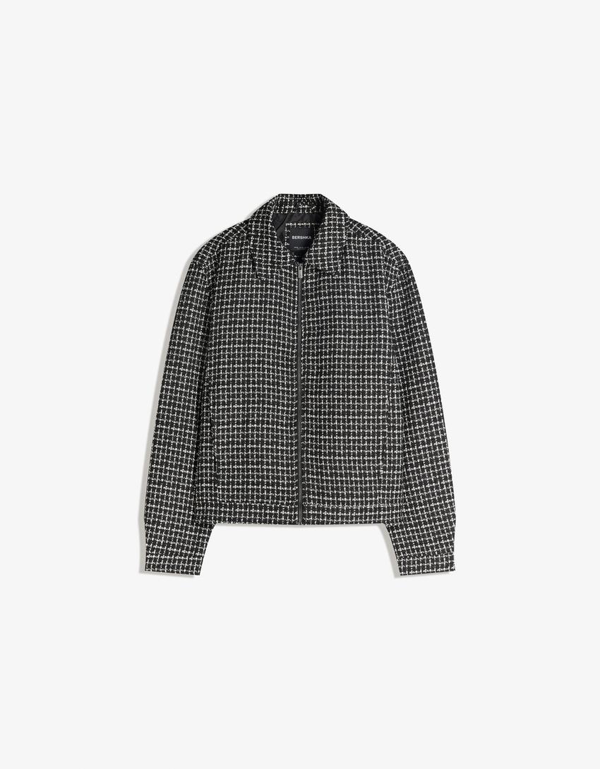 Blouson cropped chenille-Noir