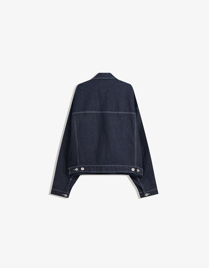 Denim trucker jacket-Navy-6
