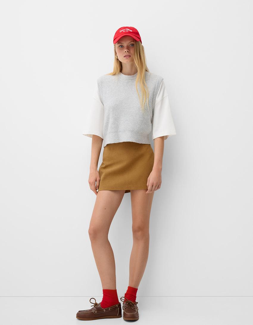 Faux suede mini skirt - BSK Teen | Bershka