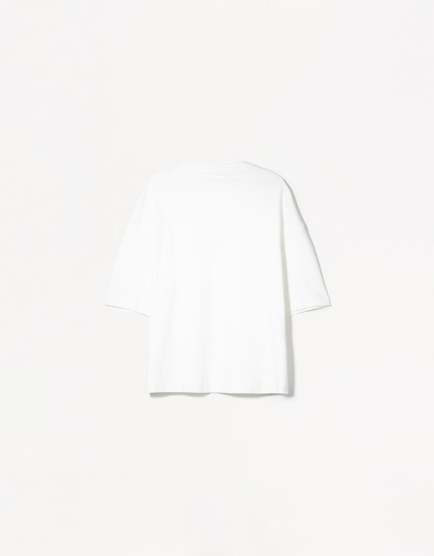 Boxy fit T-shirt med korte ærmer-Hvid-4