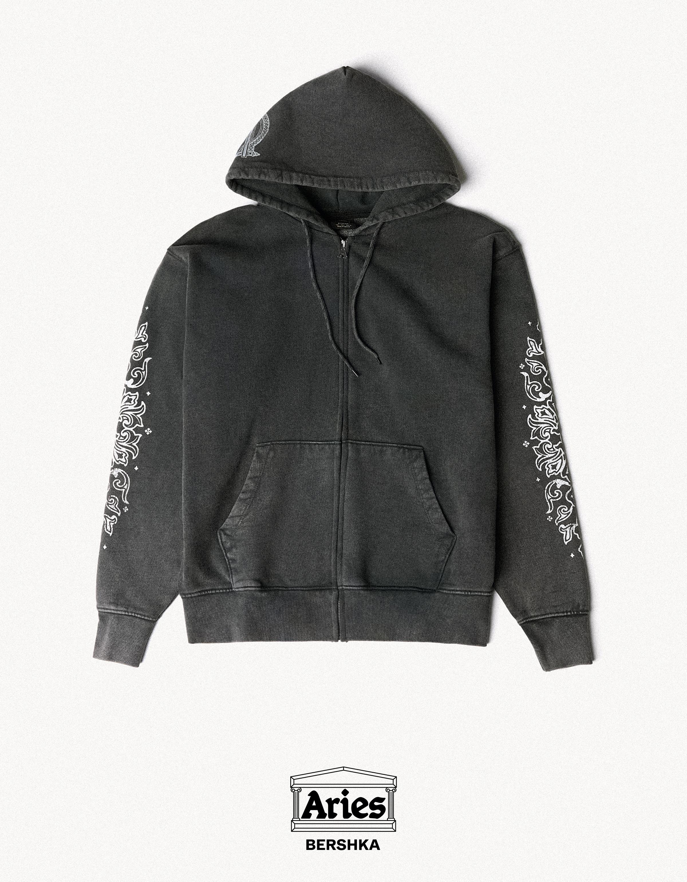 Bershka ARIES X BERSHKA yıkama efektli kapüşonlu sweatshirt görsel 8