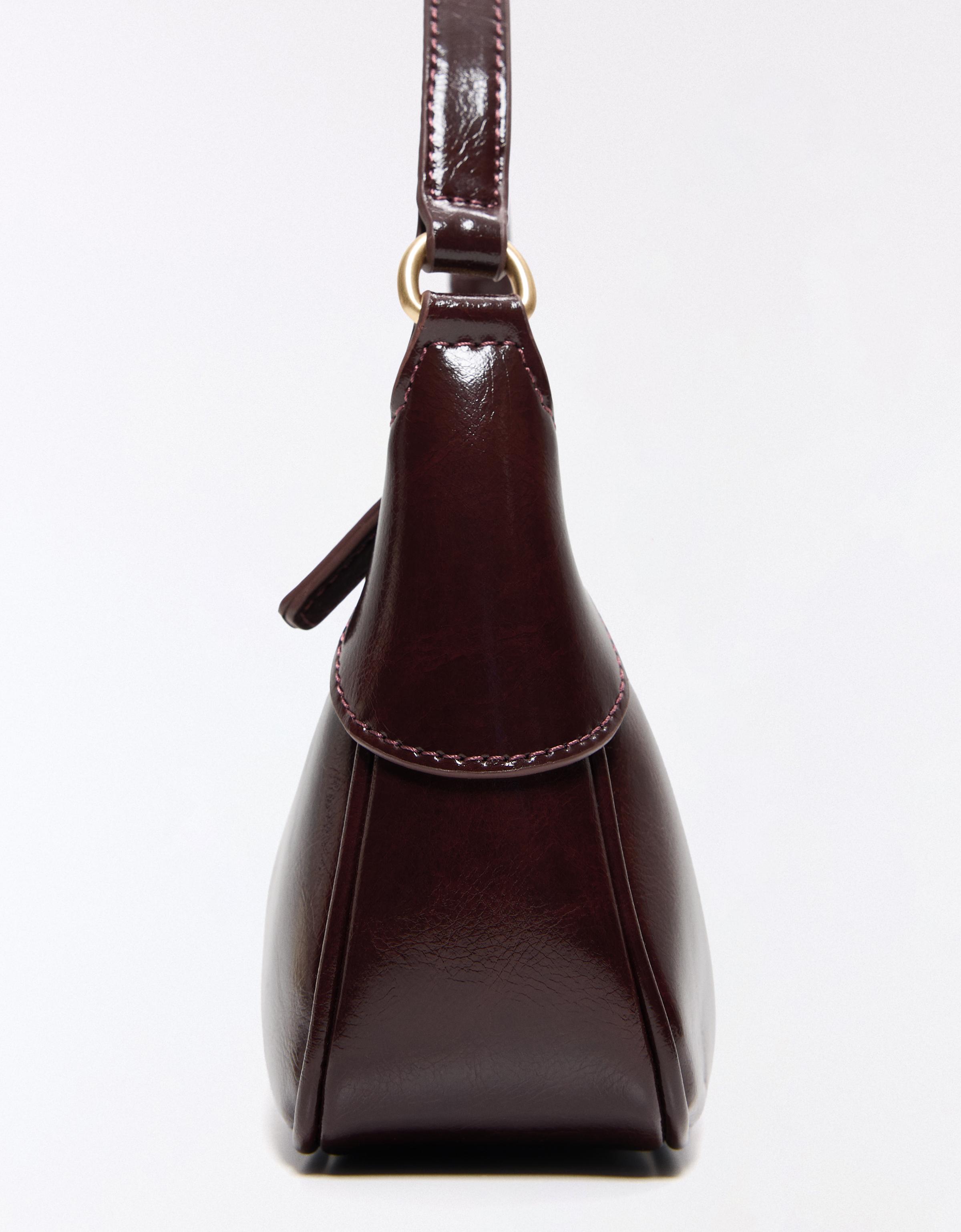 Leather-effect shoulder bag — Brown