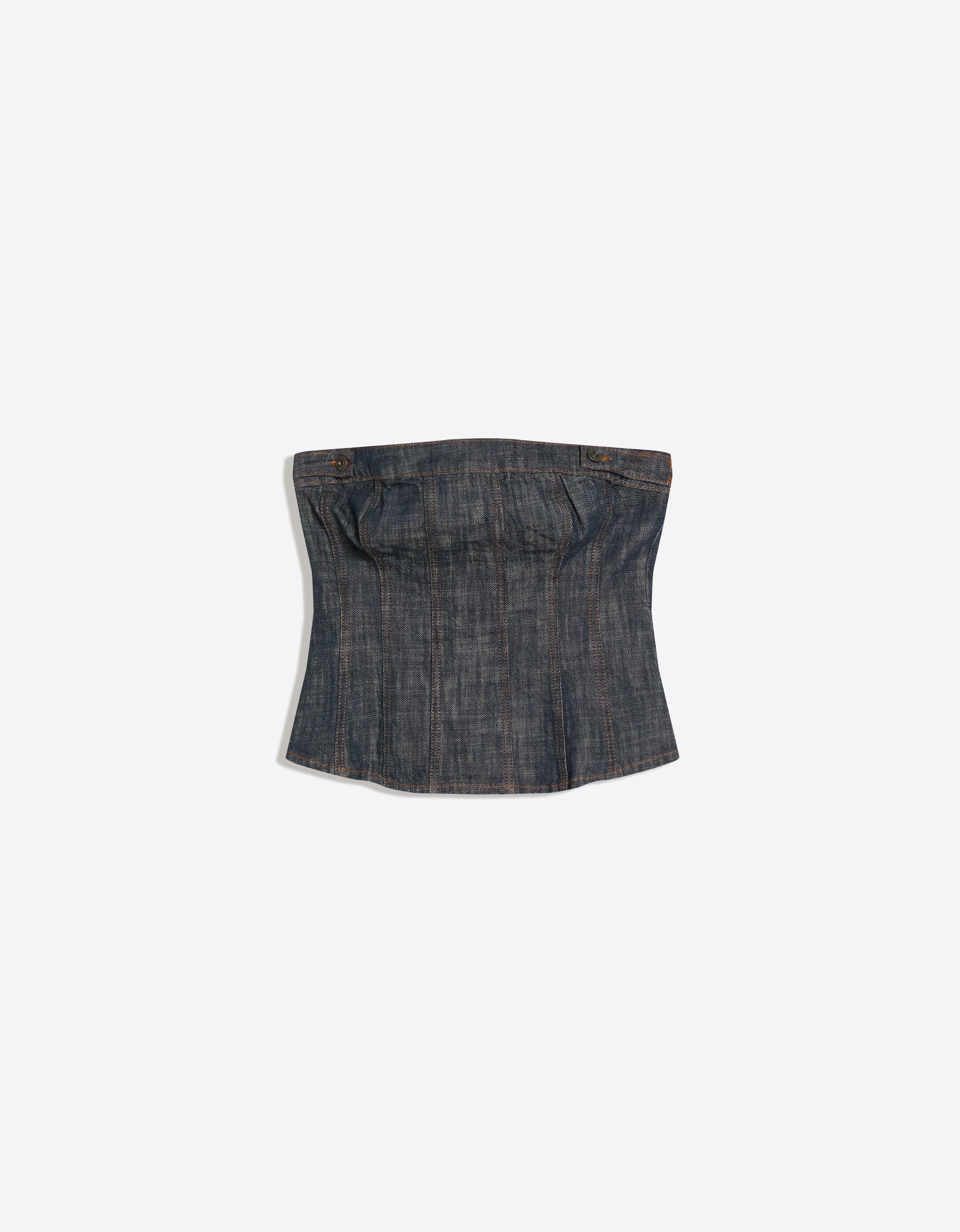 Dokulu denim top - Görsel 6