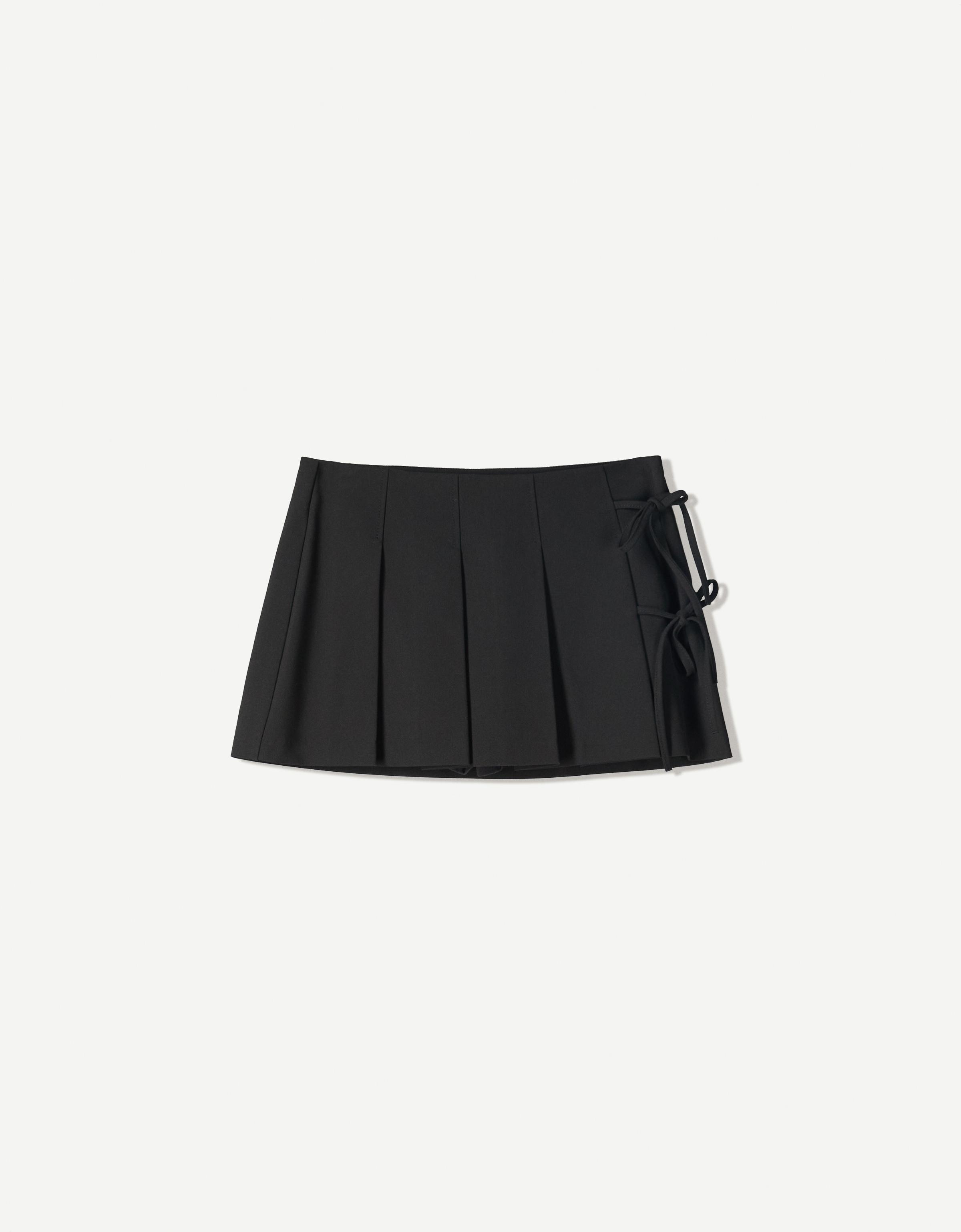 Box pleat mini skirt with bow detail - Skirts & shorts - BSK Box pleat mini skirt with bow detail - Skirts & shorts - BSK