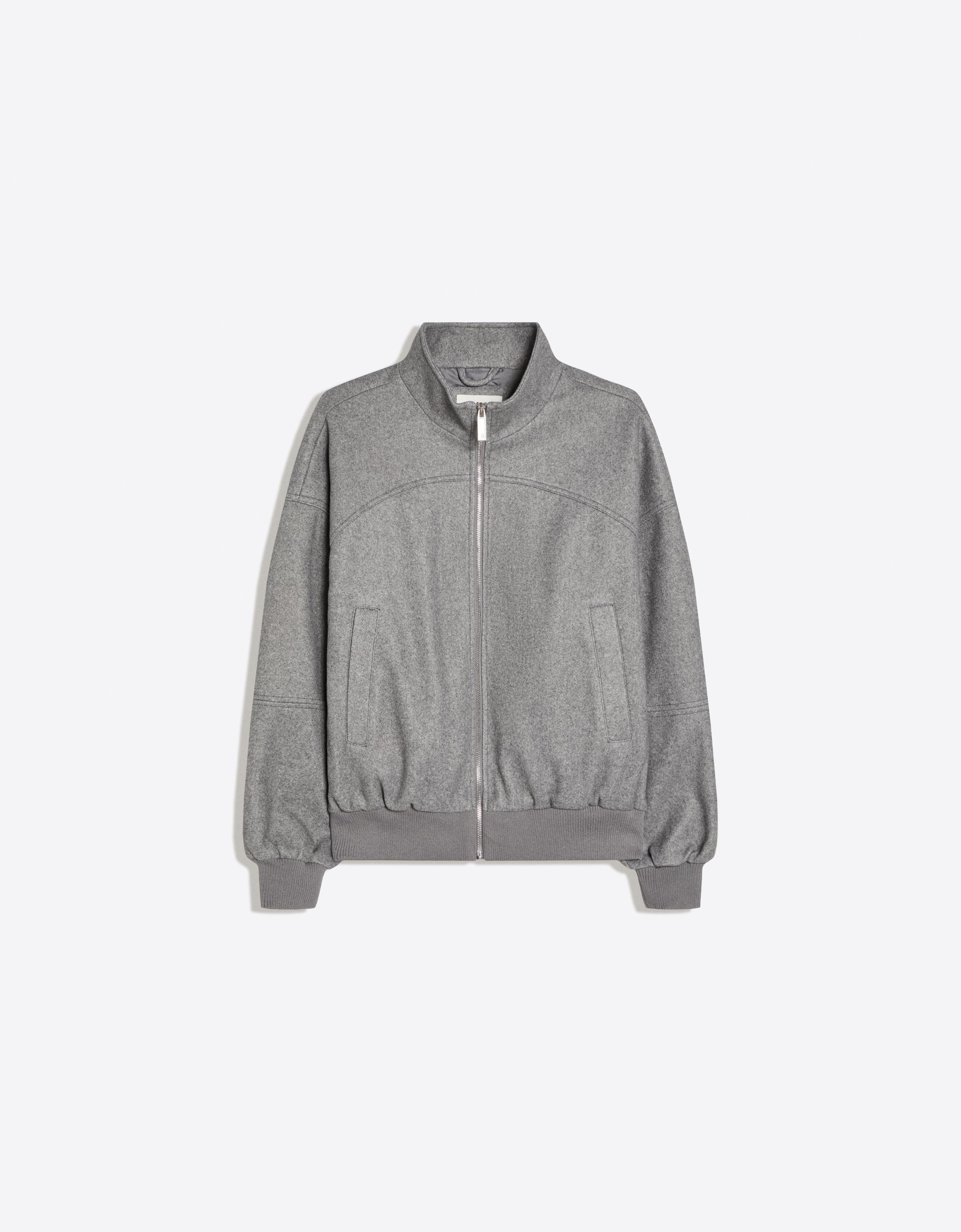 Felt-effect bomber jacket — Grey