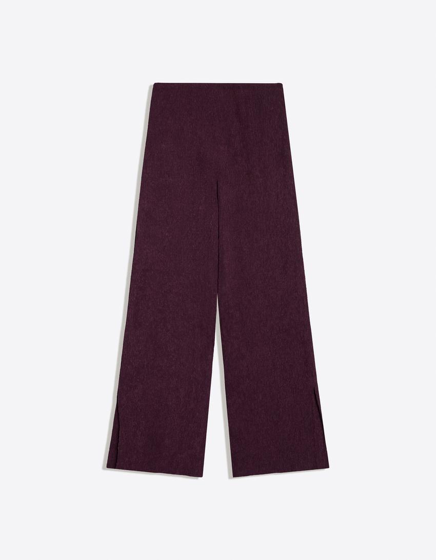 Pantalón wide leg cintura elástica-Morado