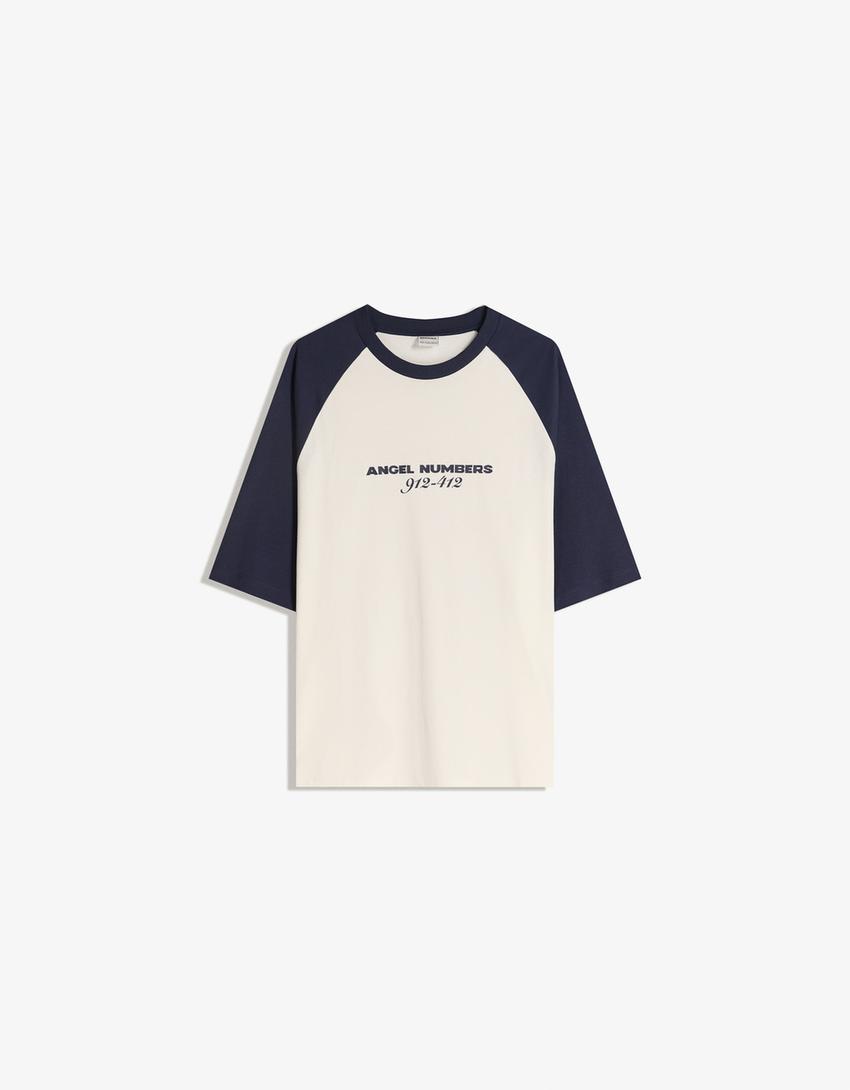 T-shirt à manches courtes imprimé-Marine