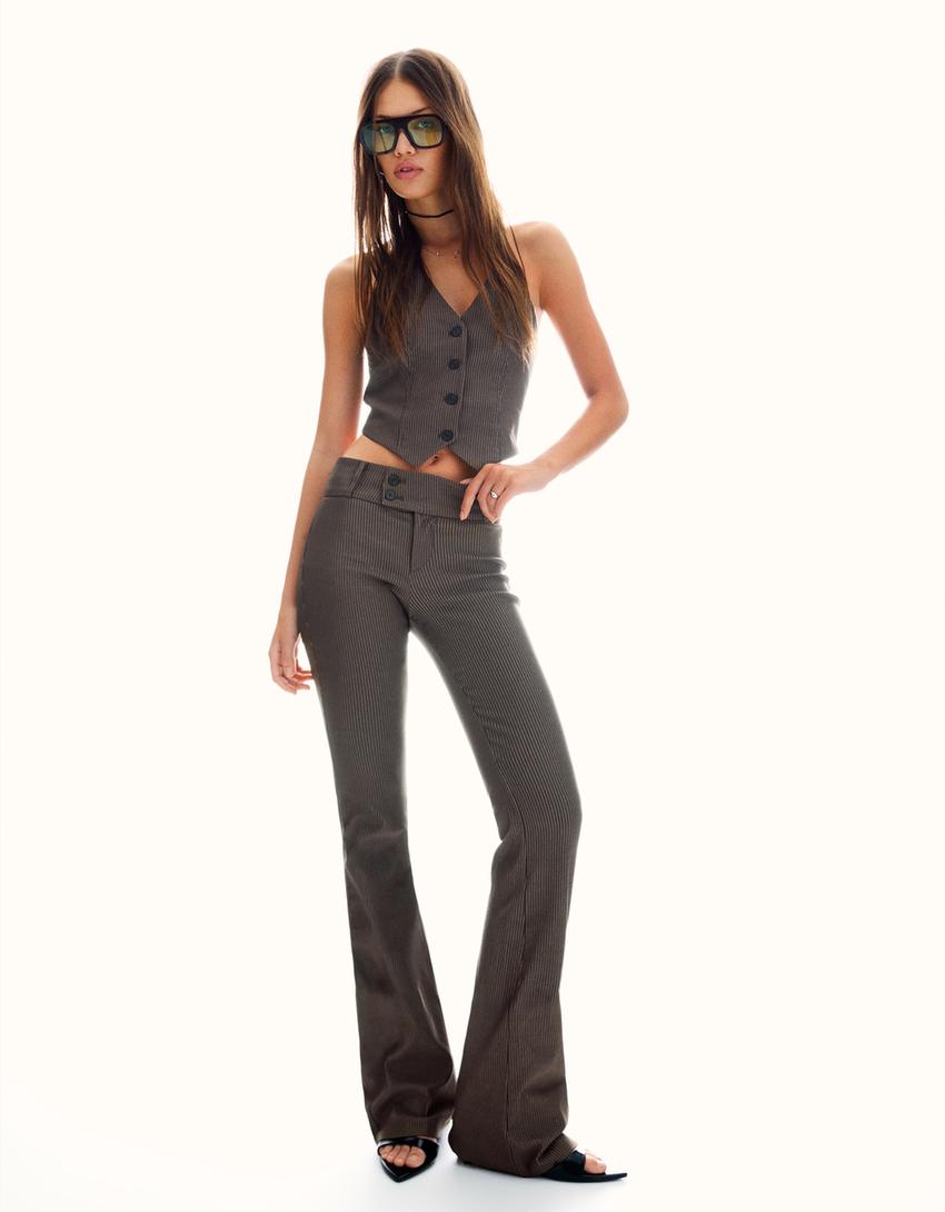 Bengaline flared pants-Brown