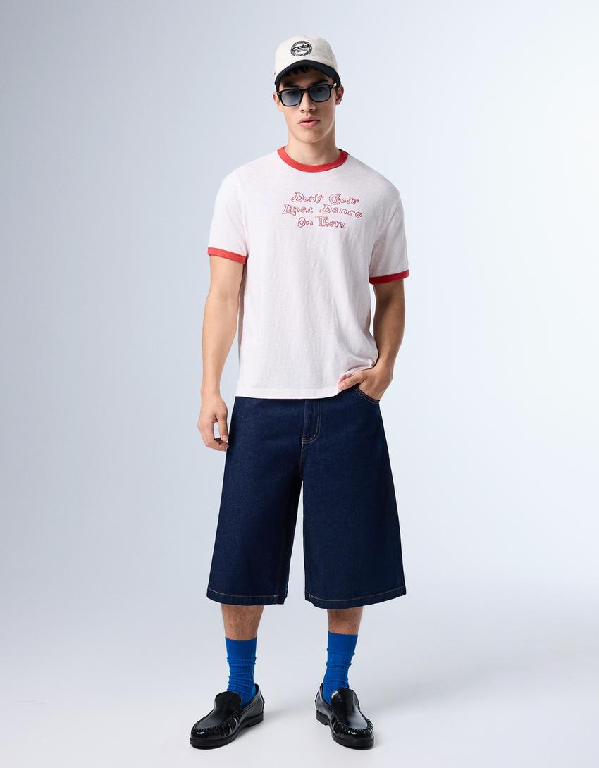 T-shirt manches courtes contraste-Rouge