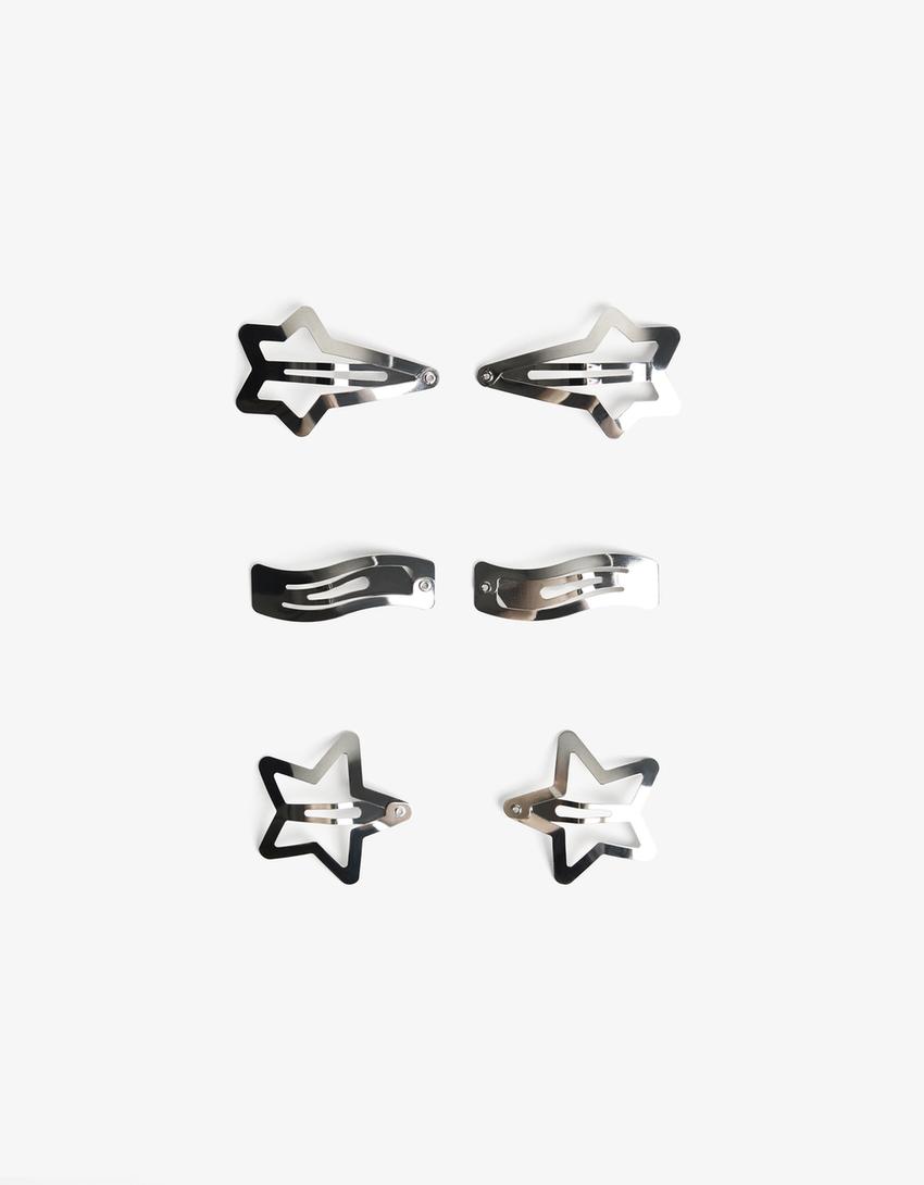6er-Pack Sternklammern-Silber