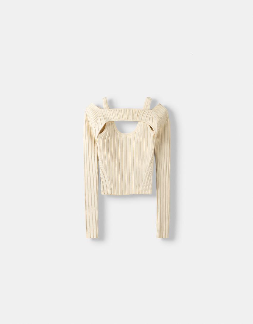 سويتر بأكمام طويلة-كريمي-4