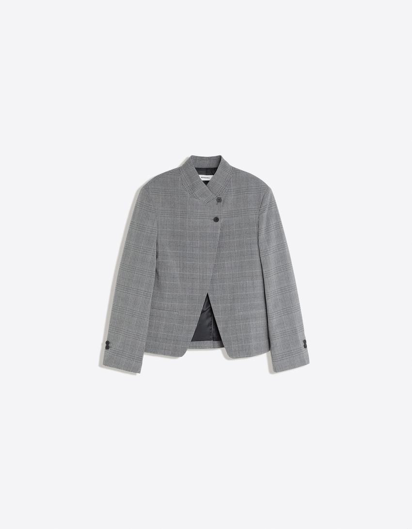 Blazer doppiopetto con bottoni-Grigio