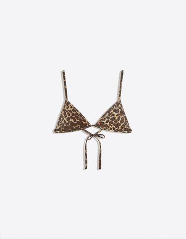 Animal print bikini top with metallic thread — Brown 5