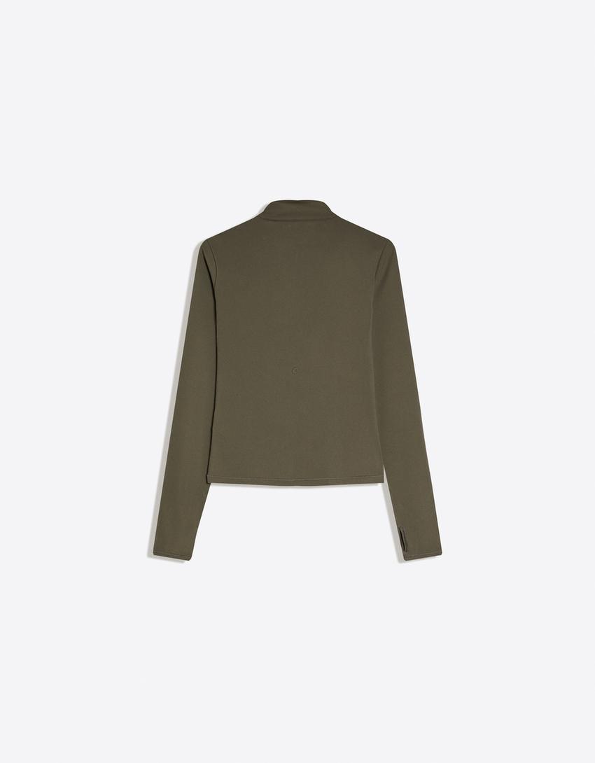 Quick dry & breathable zip-up sweatshirt-Moss