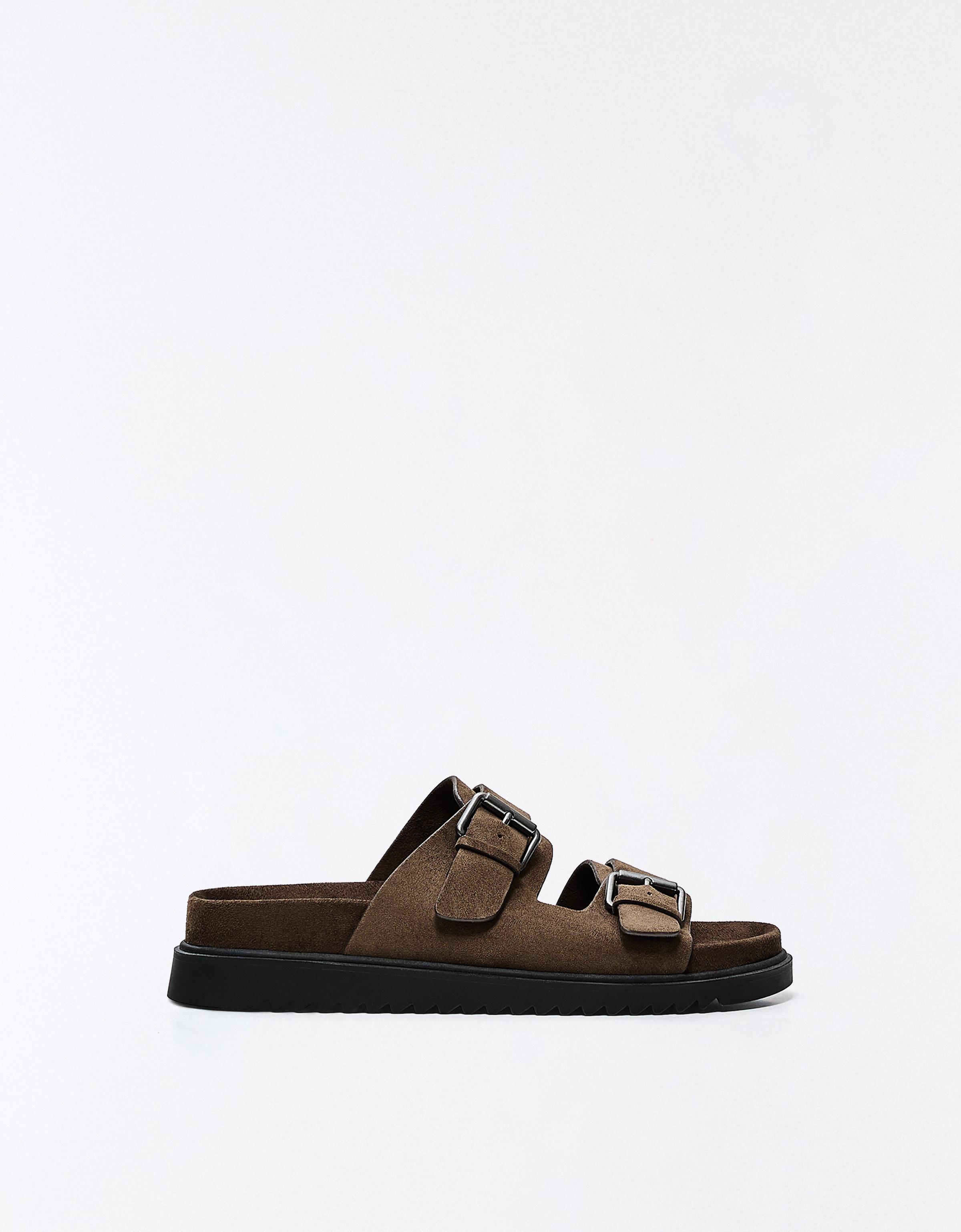 Bershka Sandalia Hebillas Hombre Chocolate