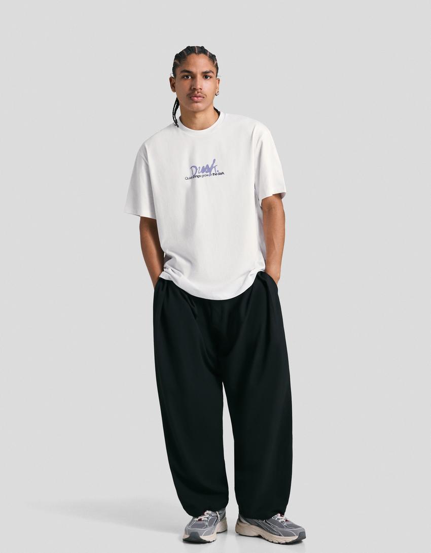 Camiseta manga corta print-Blanco