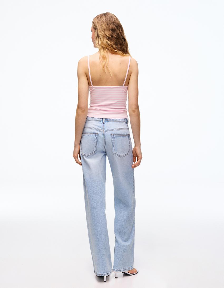 Ruched strappy top-Pink