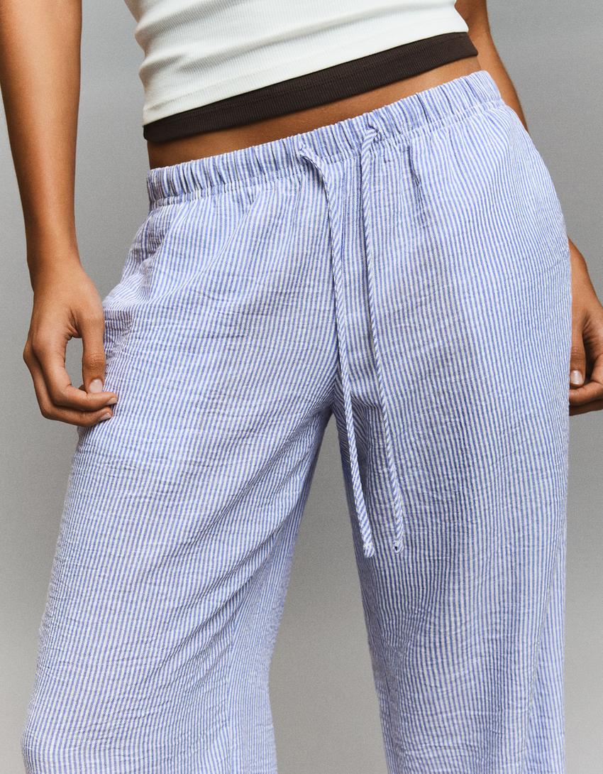 Elasticated waist trousers-Navy