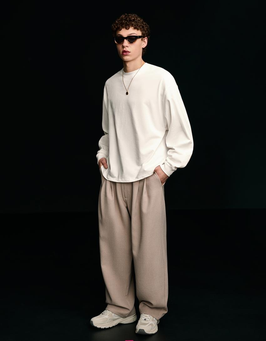 Camiseta manga larga-Blanco roto