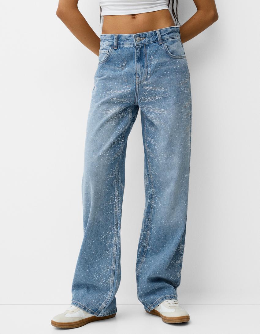 ג'ינס עם שיבוץ אבנים ‘90s-תכלת-1