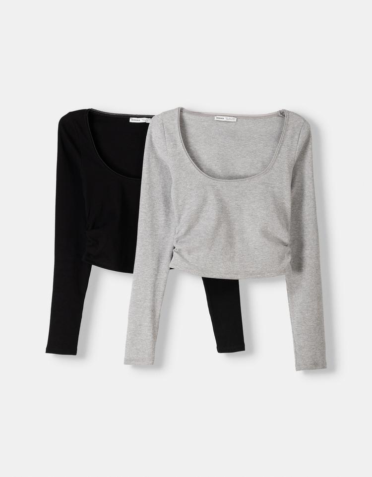 2-pack of long sleeve scoop neck T-shirts